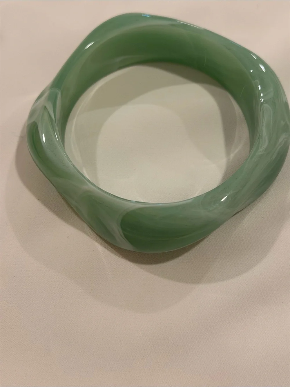 Mint Swirl Resin Sculpted Bangle Bracelet